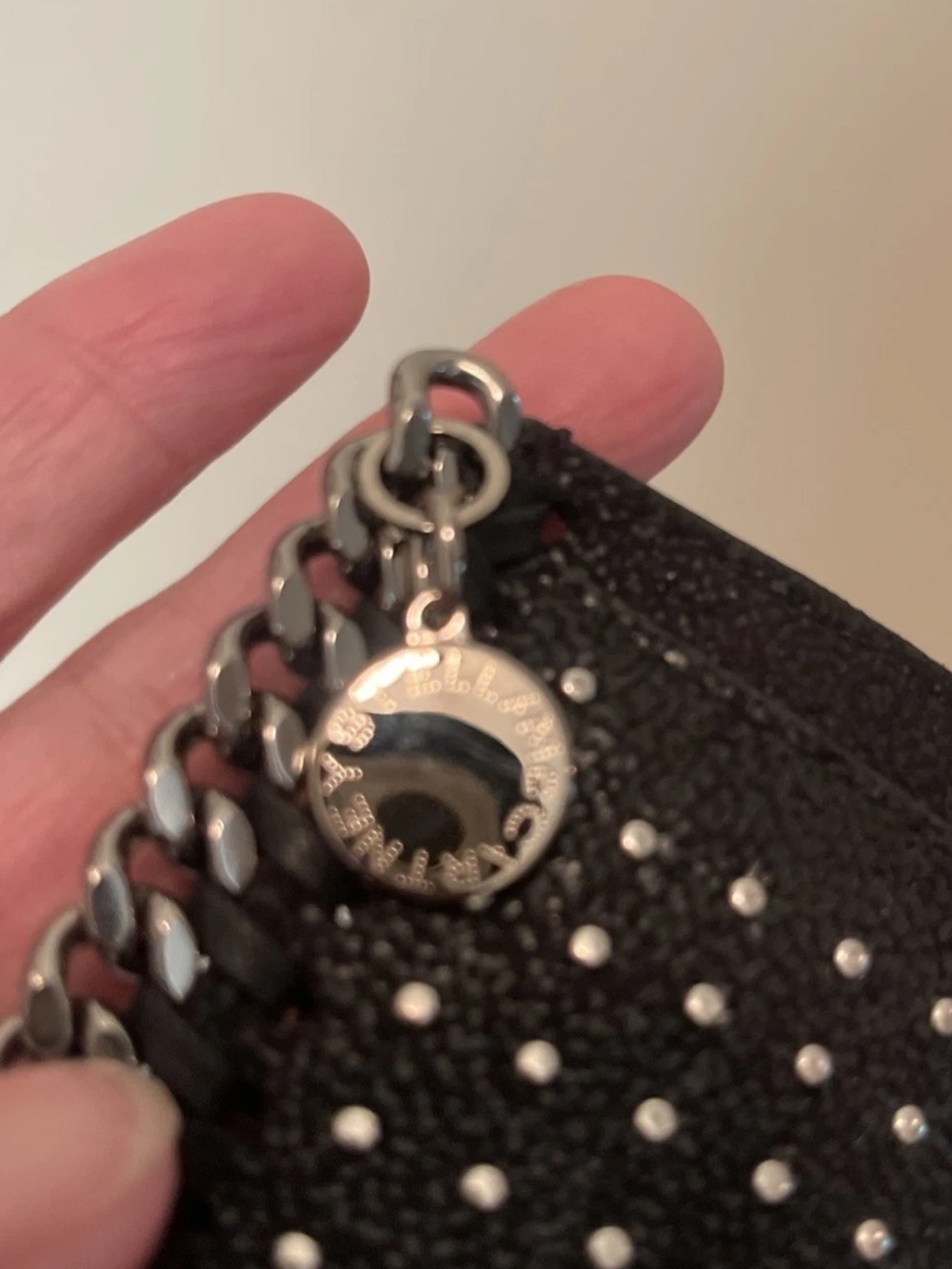 Stella McCartney Black Studded Chain-Trim card wallet nwot - Picture 6 of 8